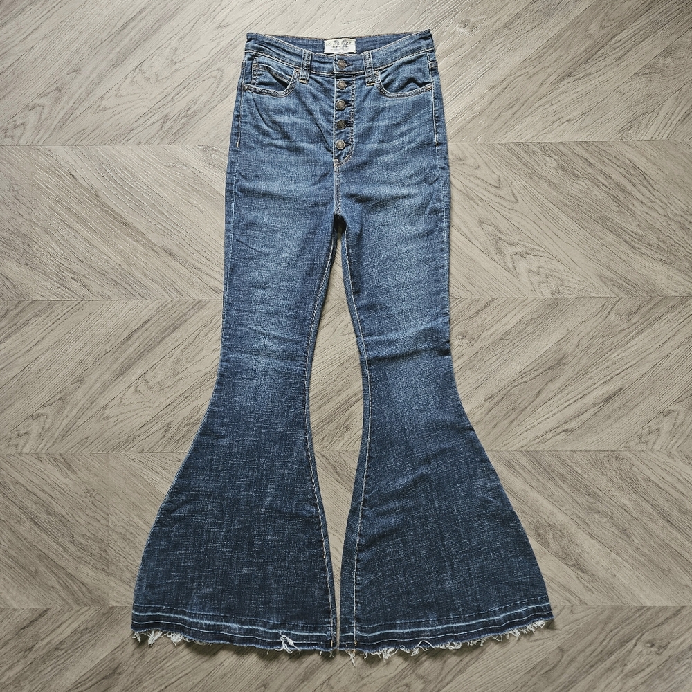 Free People High Waist Bell Bottoms Size 28 Irreplaceable Flare Button Fly